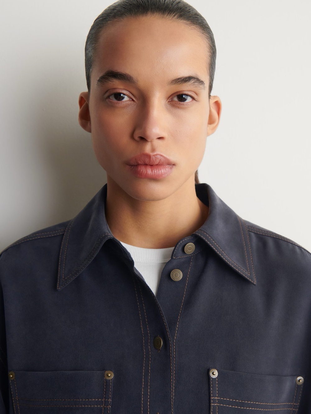 NWT COS (size 4) DENIM-EFFECT SILK SHIRT - Picture 5 of 13